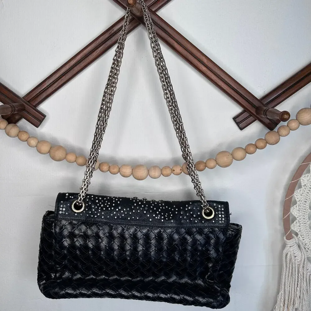 Susen Faux Leather Studded Bling Chain Clutch